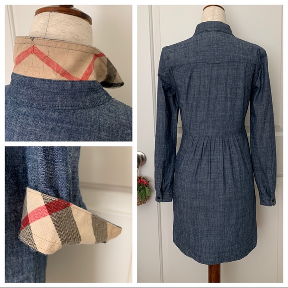 HP🎉 Burberry Gathered Detail Chambray Dress - Picture 3 of 7
